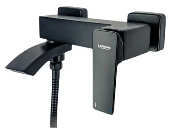 Смеситель L3178B для ванны с коротким пов. изливом, дивертор встроен в излив чёрный (латунь) LEDEME